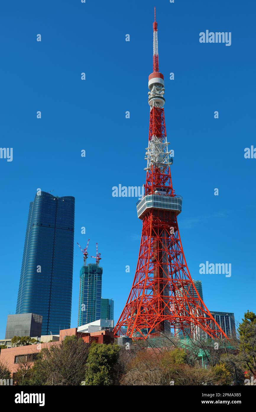 Tokyo Tower in the Minato District, Tokyo, Japan Stock Photo