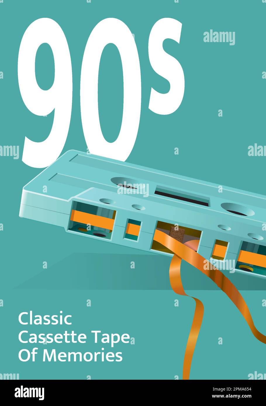 90s classic cassette tape of memories poster vintage layout Stock ...