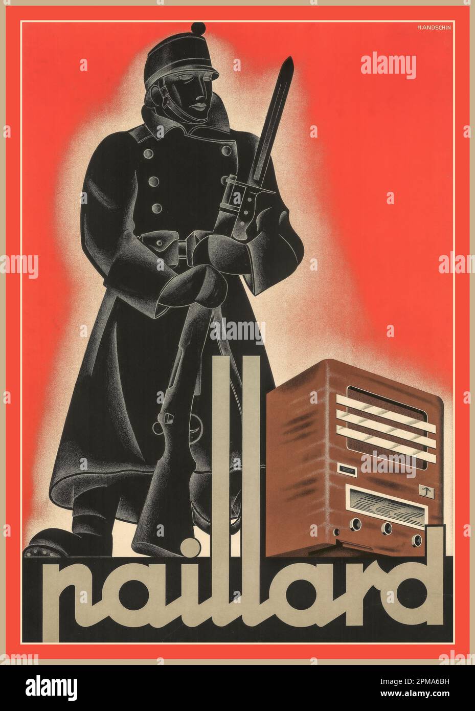 Vintage 1930s Radio PAILLARD Wireless Poster Advertisement by Artist Johannes Handschin  (1899–1948) : Paillard Date 1936 lithograph Geneve Switzerland Stock Photo