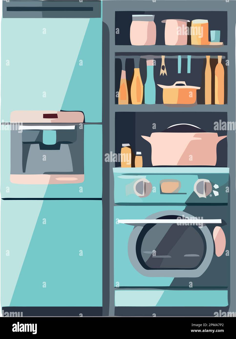 Modern kitchen equipment , isolated on flat backdrop Stock Vector Image