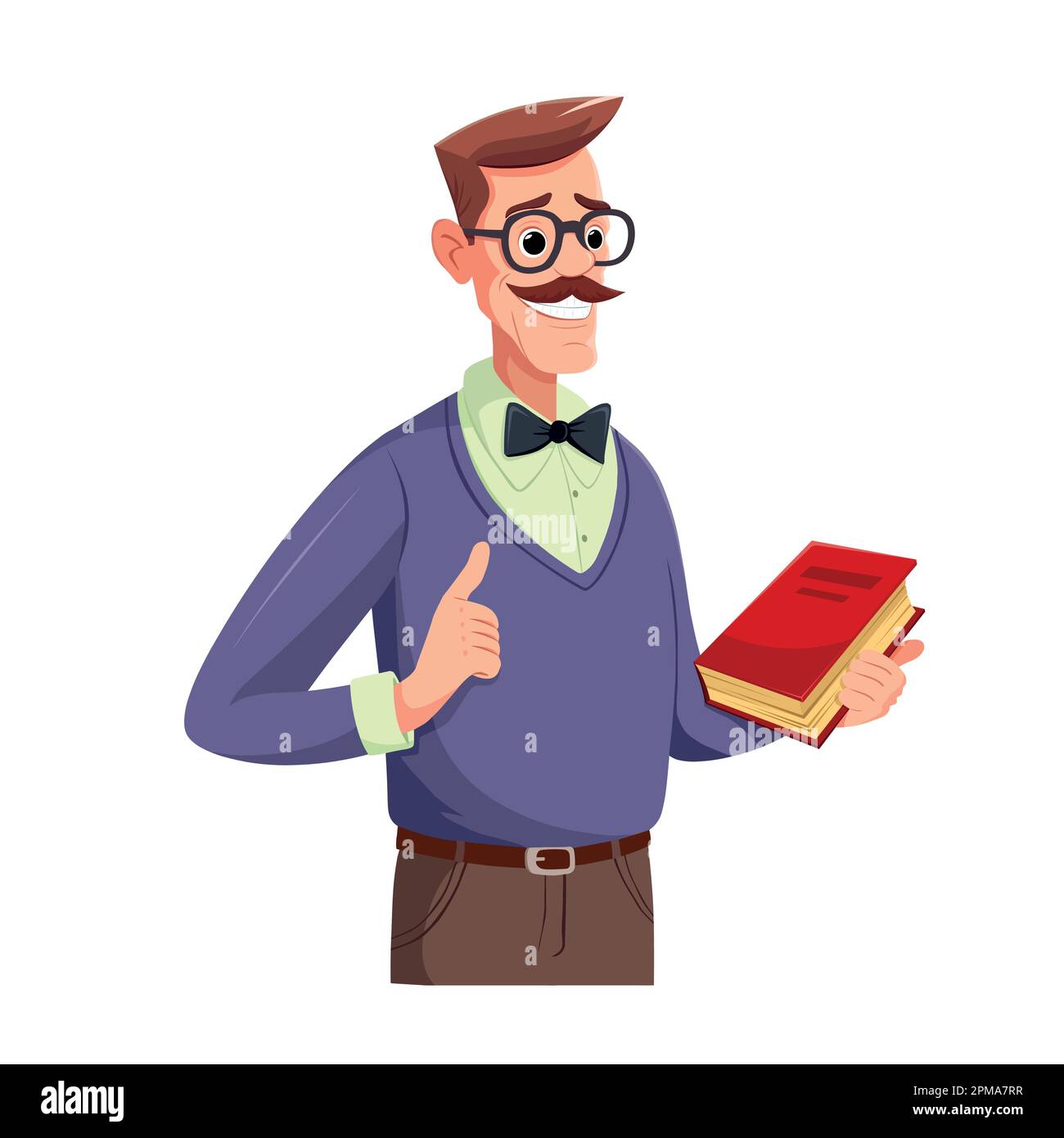 Caucasian man holding book in hand and smile on white background Stock ...