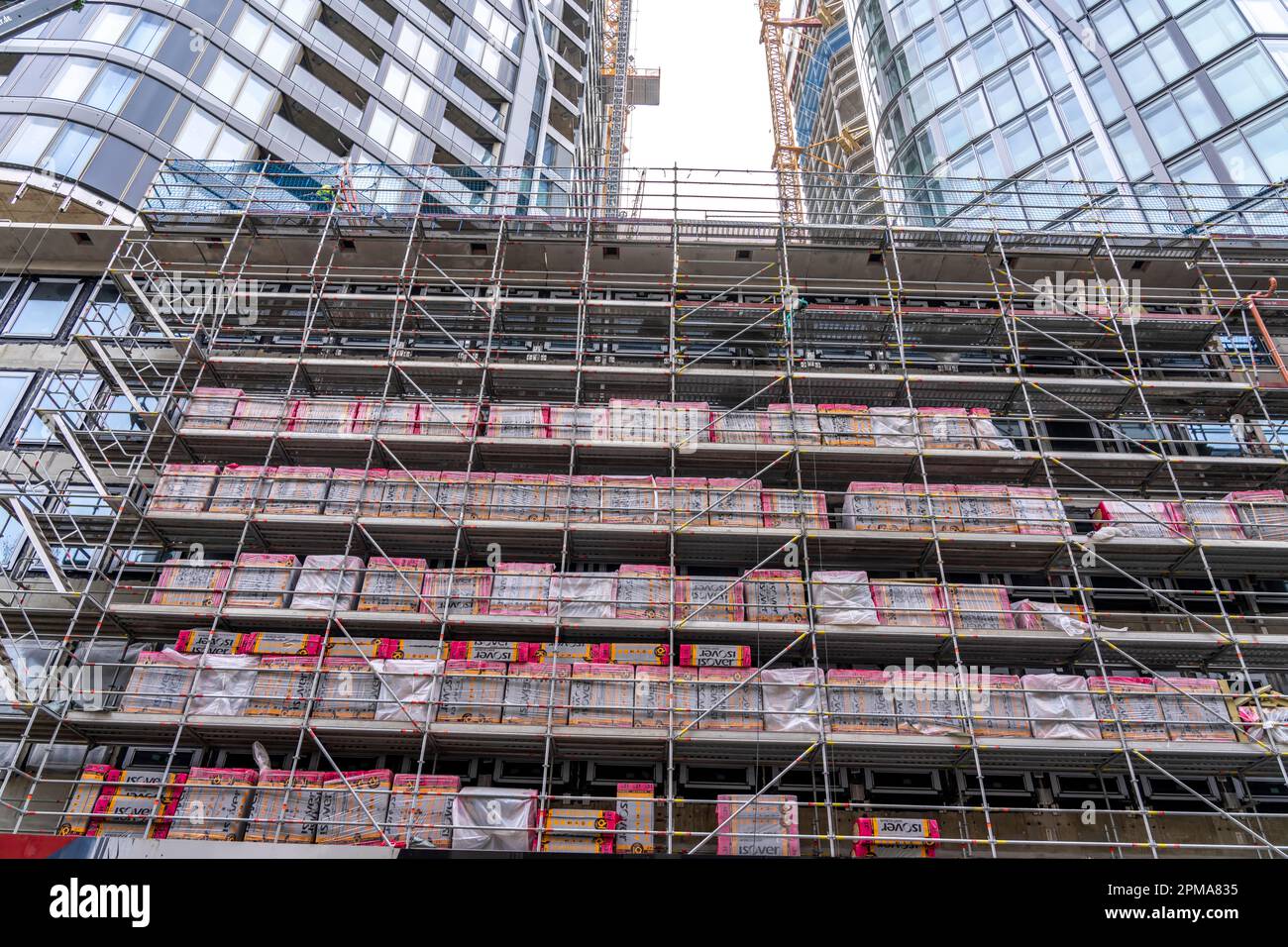 Construction site of the building project FOUR, 4 high-rise towers at Roßmarkt in Frankfurt am Main, will be up to 228 metres high, with 59 storeys, u Stock Photo