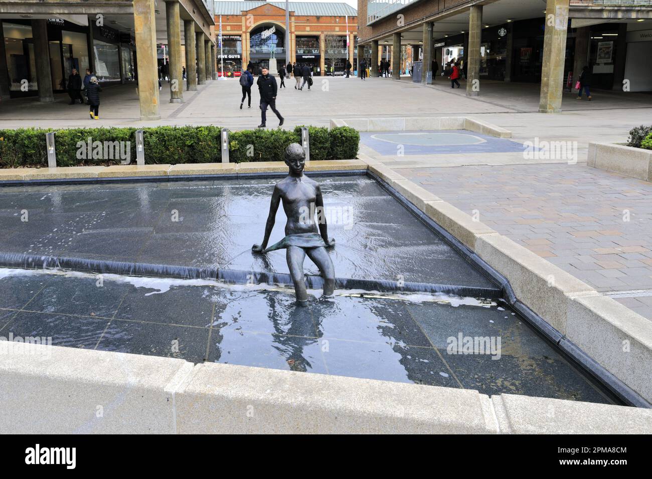 Water fountains in Coventry city centre, West Midlands, Warwickshire