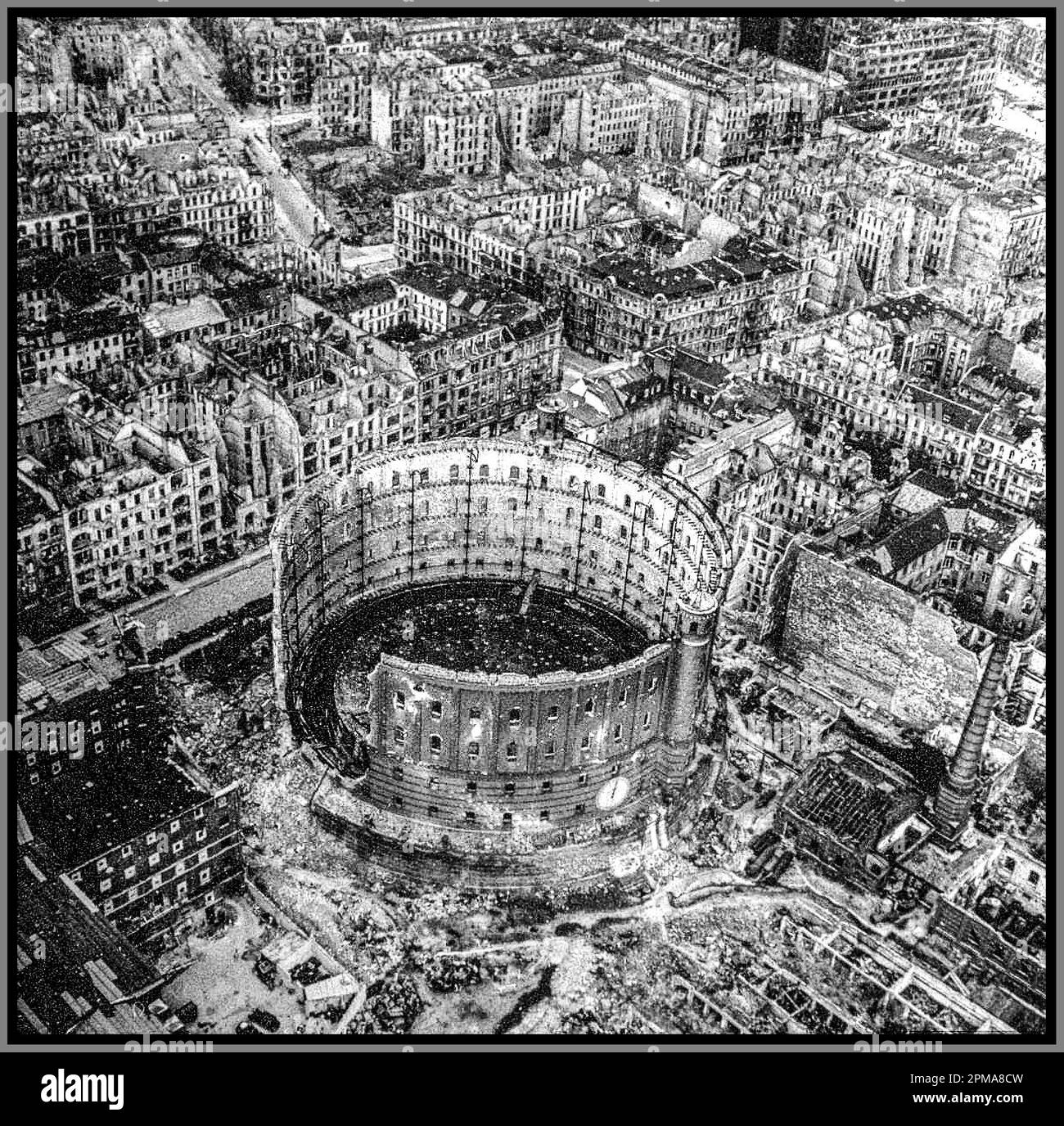 Bombed Berlin Germany 1945 at the end of World War II. Devasted by Allied bombing and continuous Stock Photo