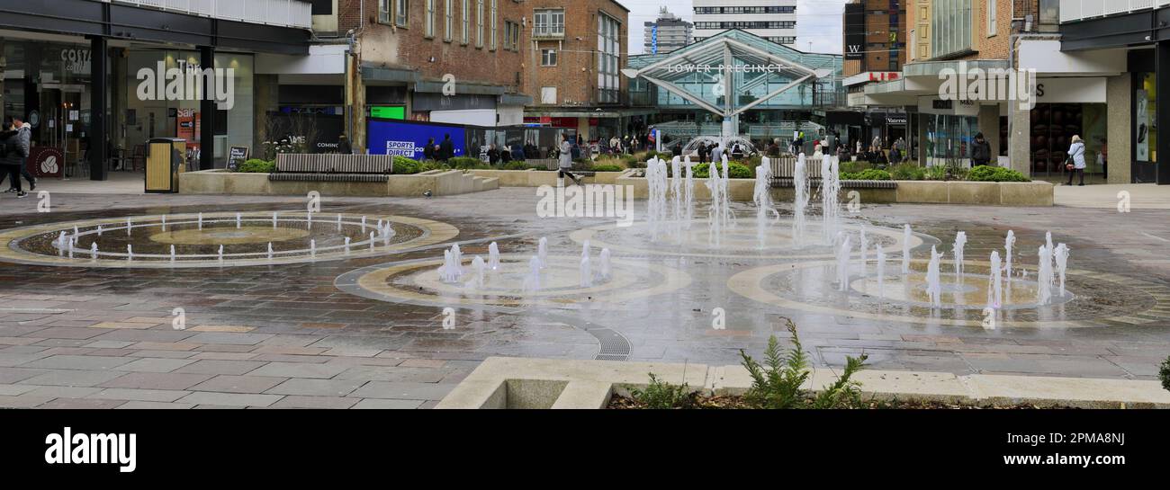 Water fountains in Coventry city centre, West Midlands, Warwickshire