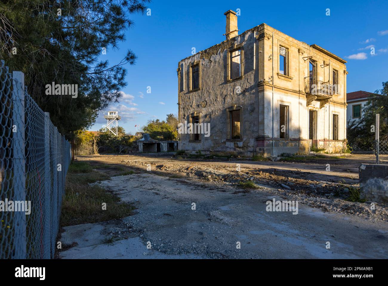 Ruin in the Buffer Zone of Nicosia Municipality, Cyprus Stock Photo