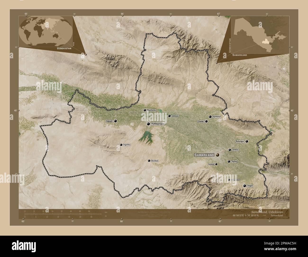 Samarkand Region Of Uzbekistan Low Resolution Satellite Map Samarkand Region Of Uzbekistan Low Resolution Satellite Map