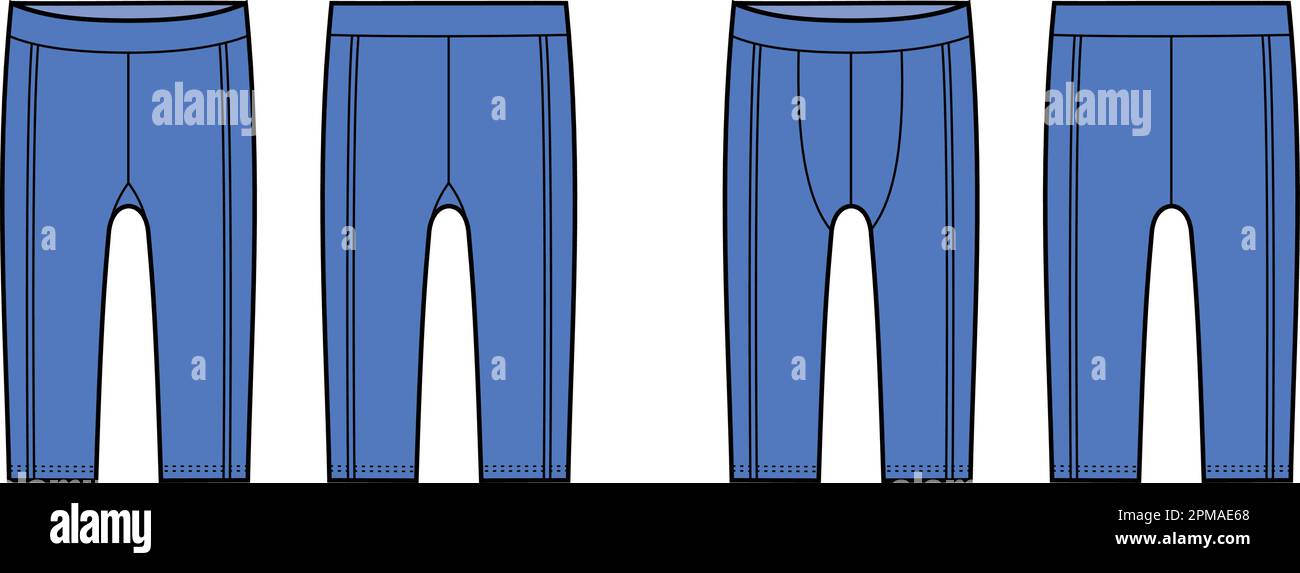 Mens and womens short leggings. Fashion CAD. Stock Vector