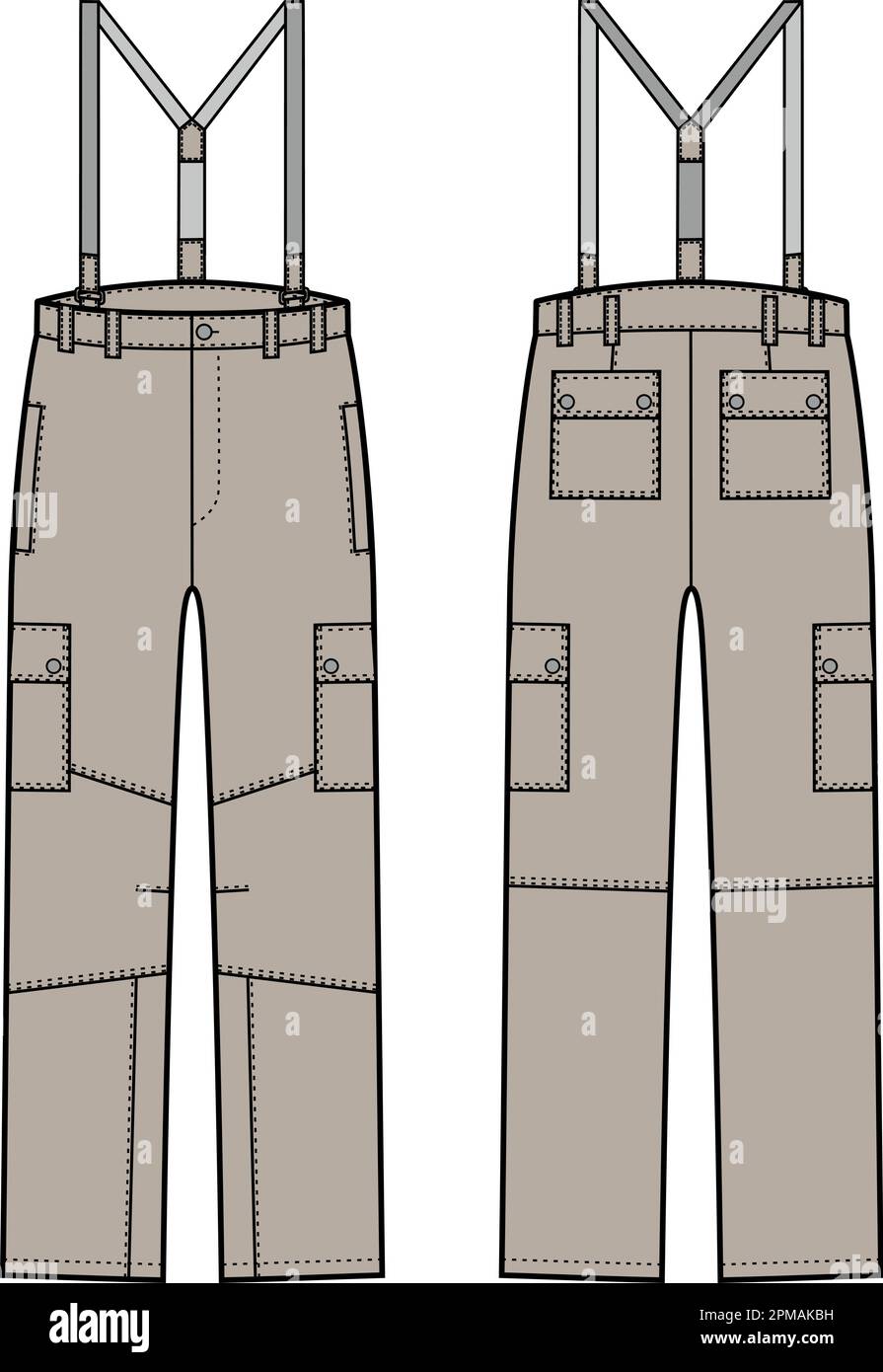 Mens work suspender pants. Fashion CAD Stock Vector Image & Art Alamy