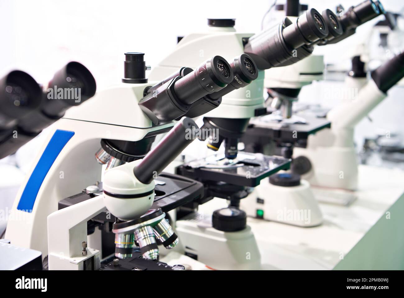 Optical microscopes in the store at the exhibition Stock Photo - Alamy