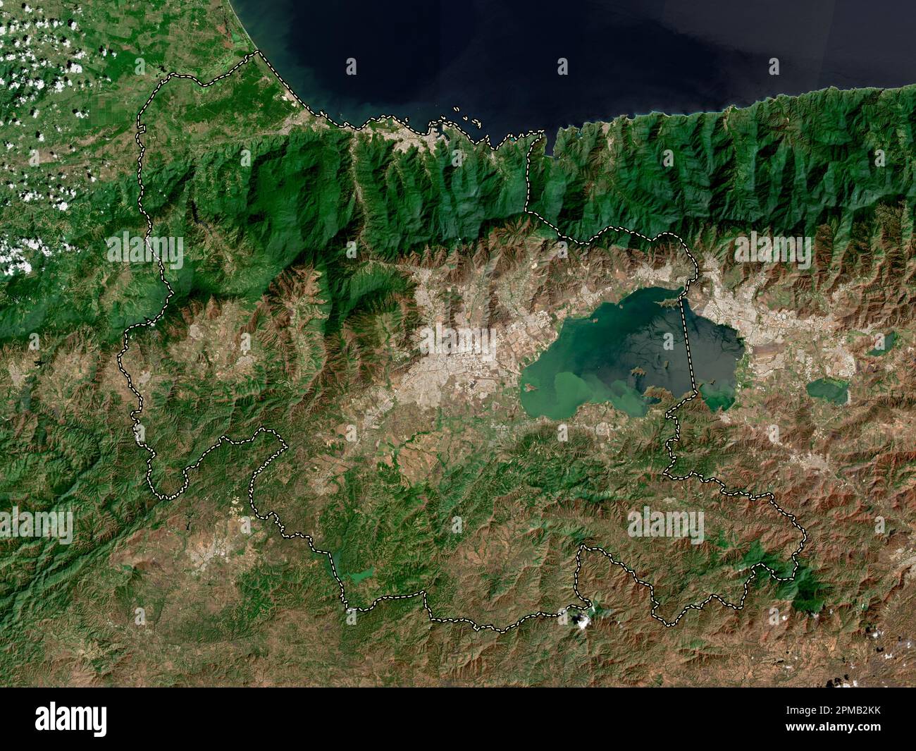Carabobo, state of Venezuela. Low resolution satellite map Stock Photo