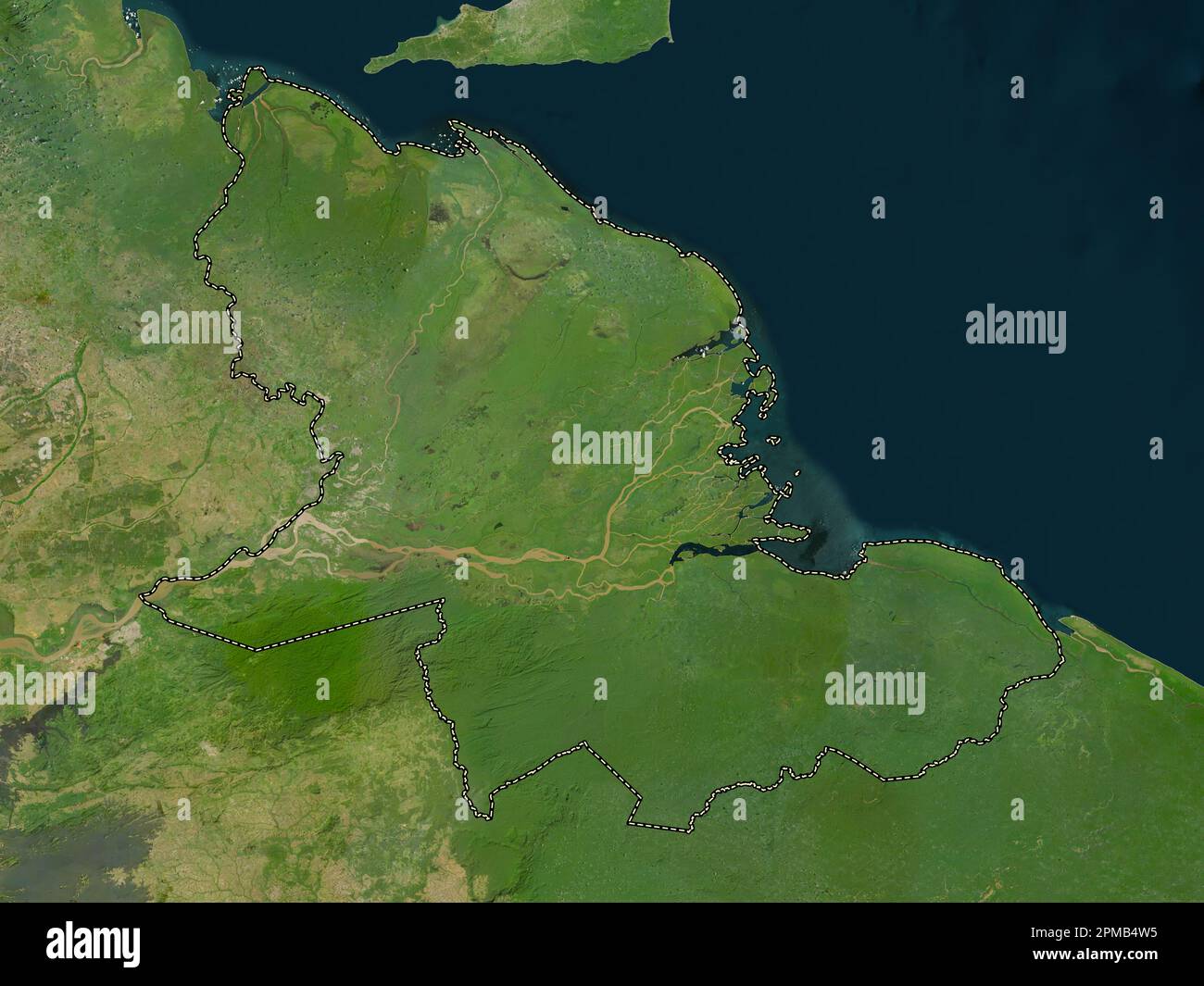 Delta Amacuro, state of Venezuela. Low resolution satellite map Stock Photo