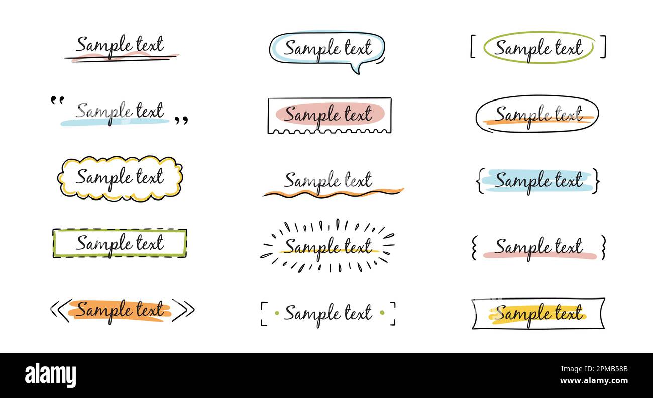 Text title frame handwriting ribbon, square, circle decoration element