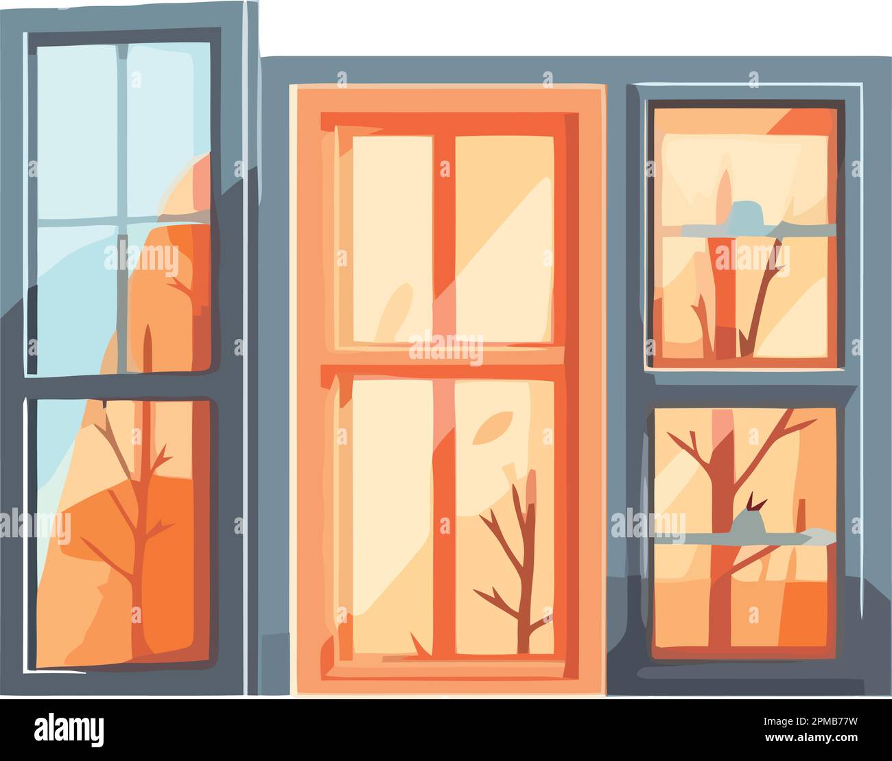 Modern apartment design with nature-inspired decorations Stock Vector