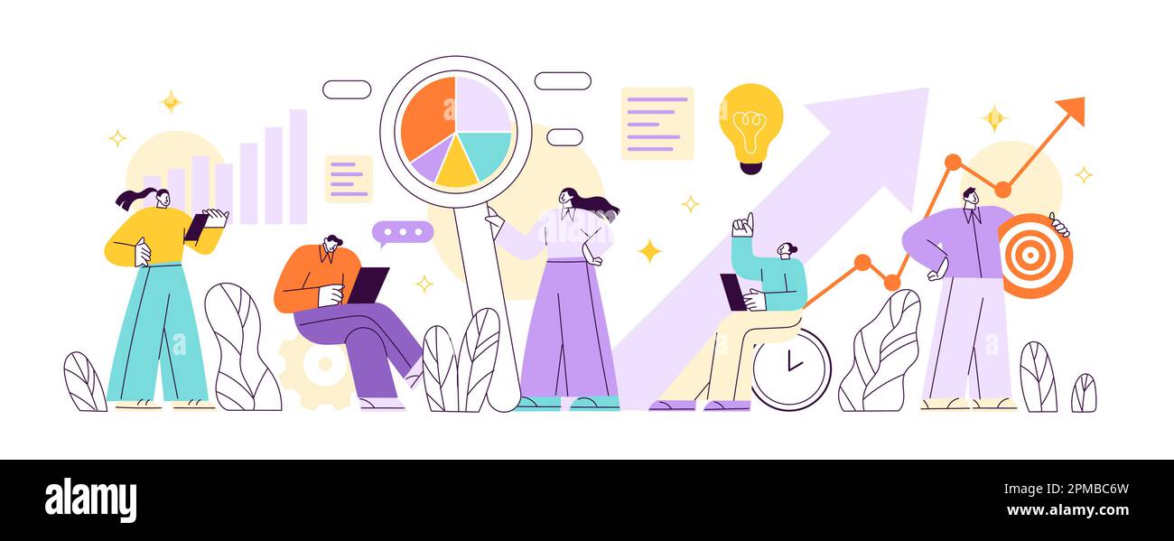 Team of specialists engaged in different tasks Stock Vector