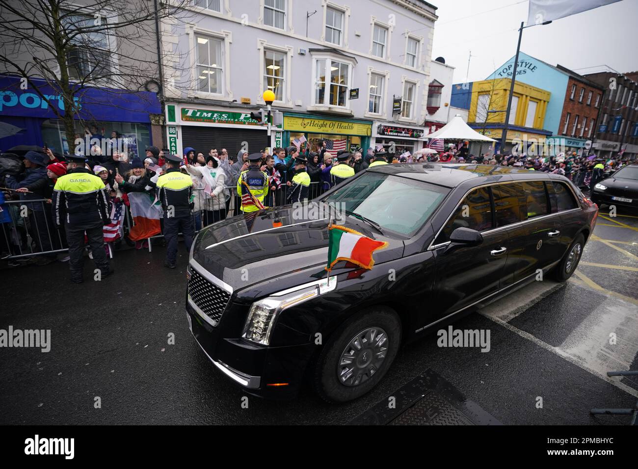 US President Joe Biden's cavalcade arrives for his visit to Dundalk, Co