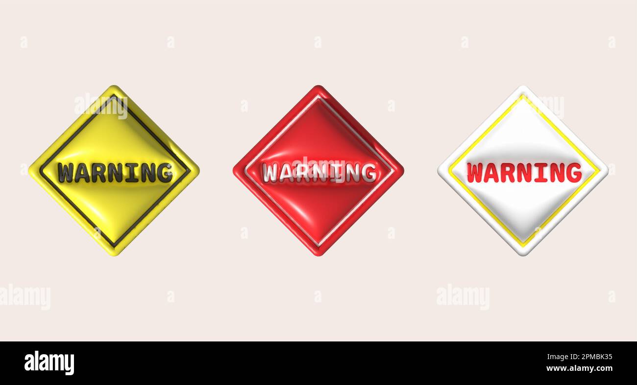3D illustration. The signboard has the text WARNING Stock Photo - Alamy