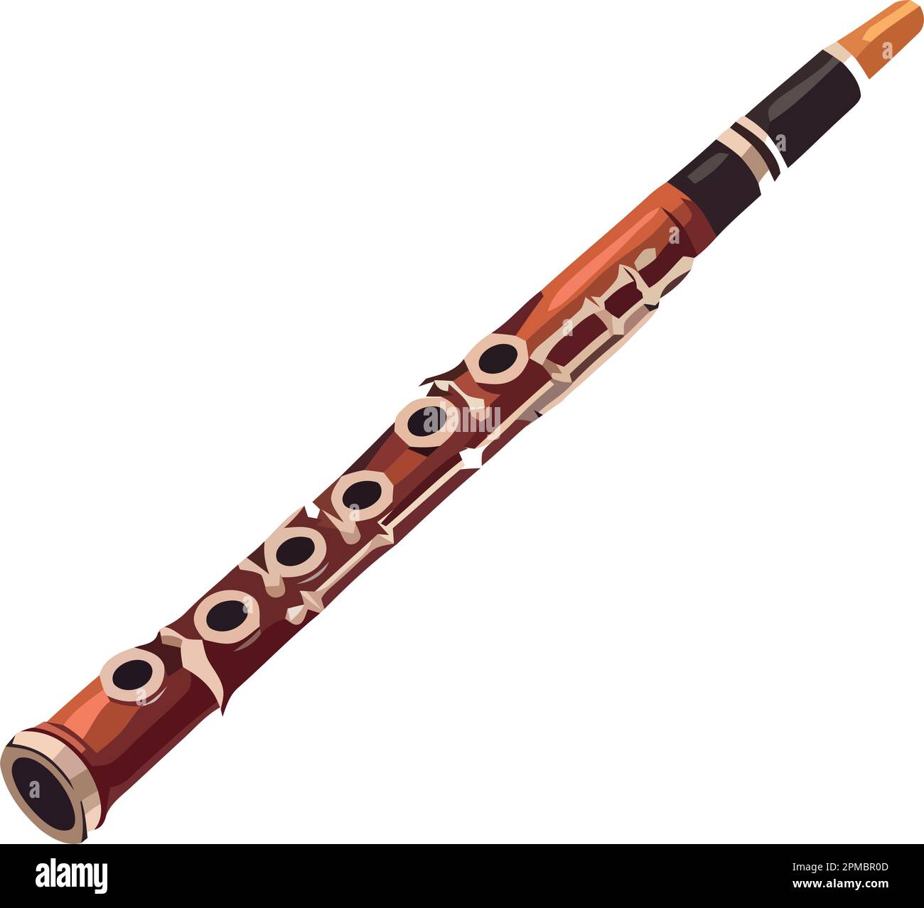 Woodwind instrument design antique on white Stock Vector Image
