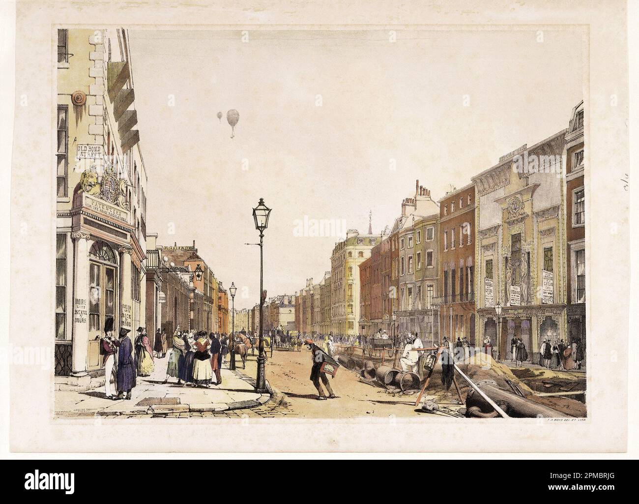 Print, Piccadilly Looking Toward the City; Thomas Shotter Boys (English, 1803 – 1874); England; lithograph; Sheet: 37.3 x 50.3 cm (14 11/16 x 19 13/16 in.) Image: 31.9 x 43.5 cm (12 9/16 x 17 1/8 in.) Stock Photo
