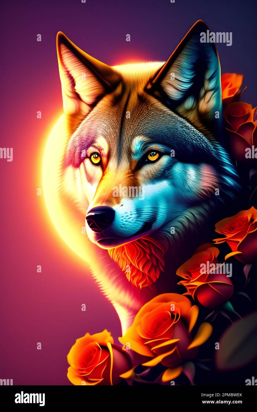 Wolf Head On Fire Background. Vector Illustration For T-shirt Design Stock  Photo, Picture and Royalty Free Image. Image 208078617.