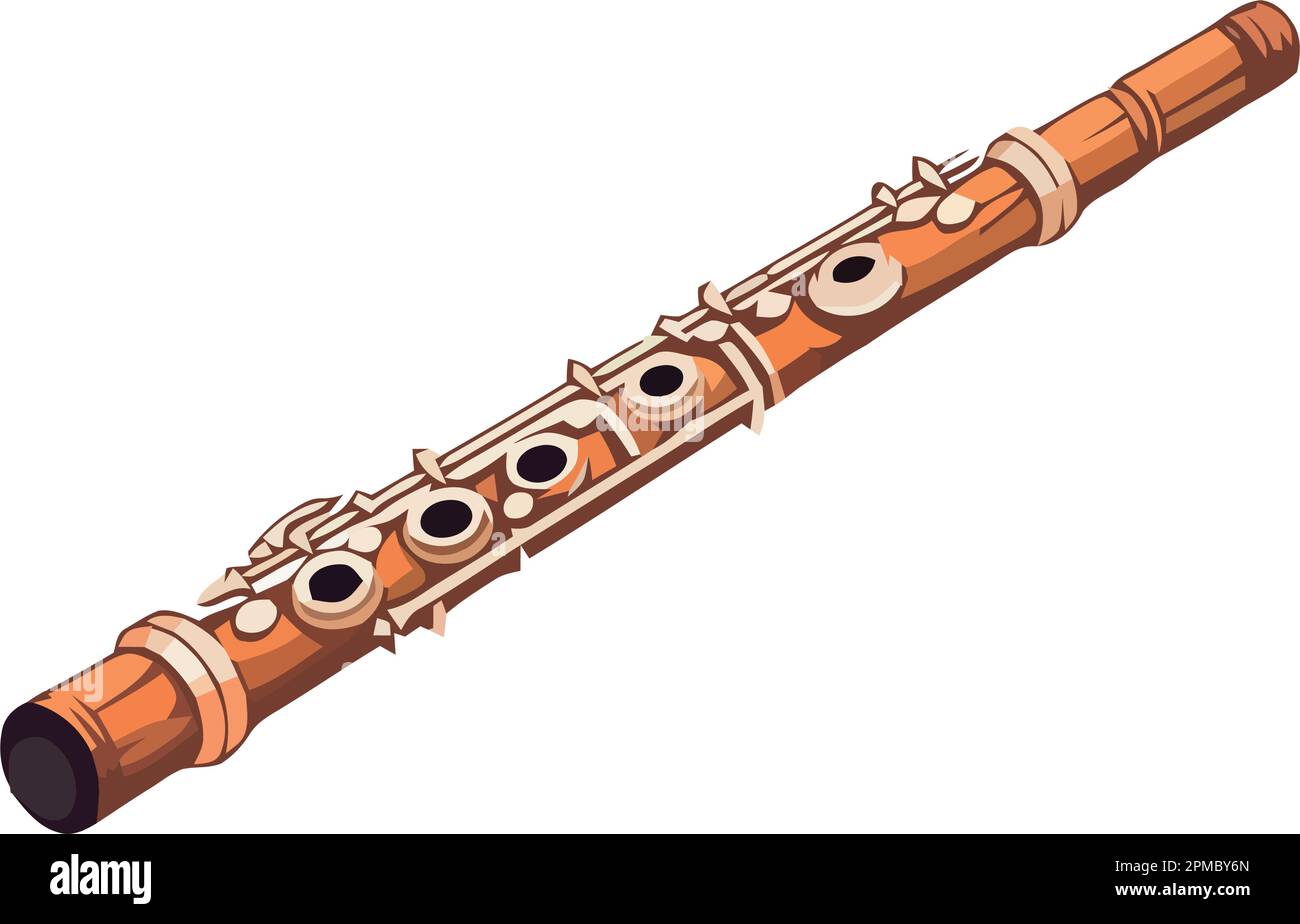 Woodwind musician playing shiny brass wind instrument Stock Vector