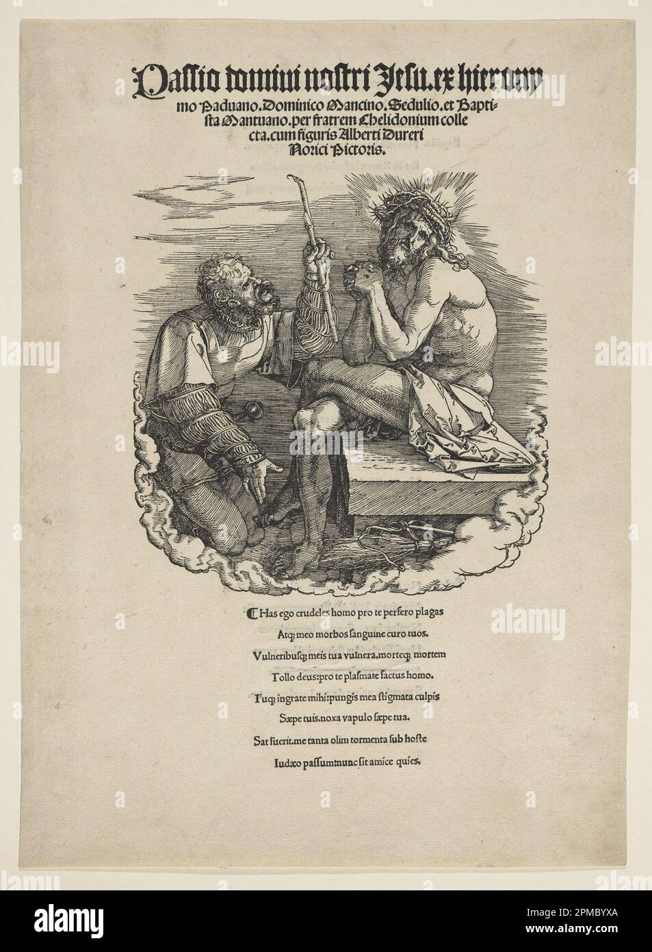 Print, Title Page, The Great Passion; Albrecht Dürer (German, 1471–1528); Germany; woodcut on laid paper; 39.2 x 28 cm (15 7/16 in. x 11 in.); 1950-30-17 Stock Photo