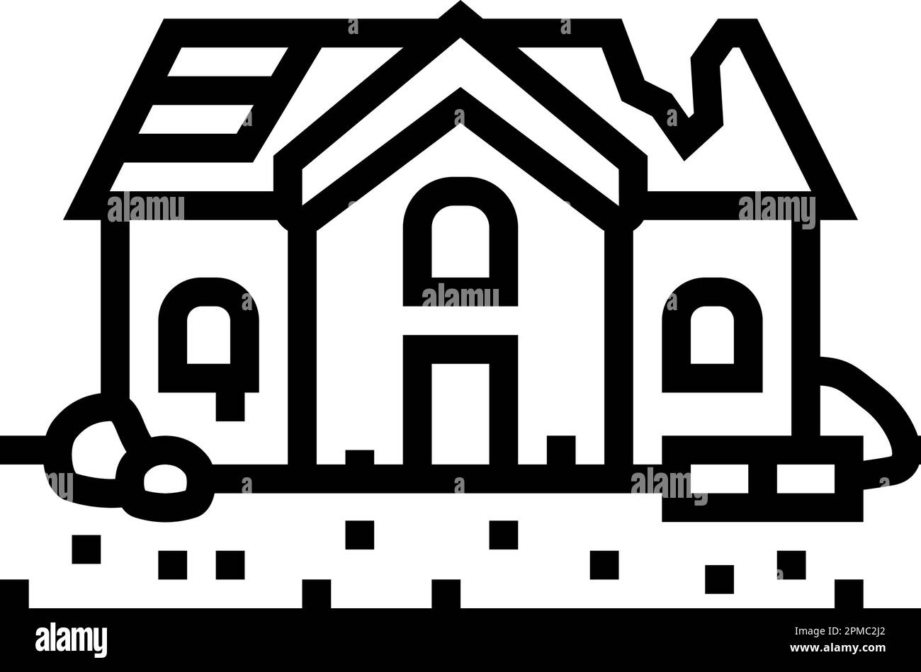 broken house disaster line icon vector illustration Stock Vector Image ...