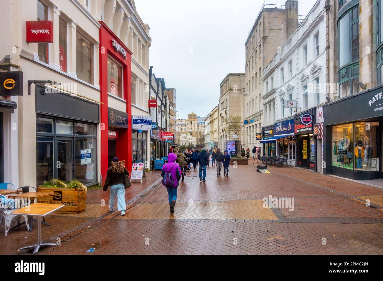 A view along Old Christchurch Street in Bournemouth Town Centre. One of