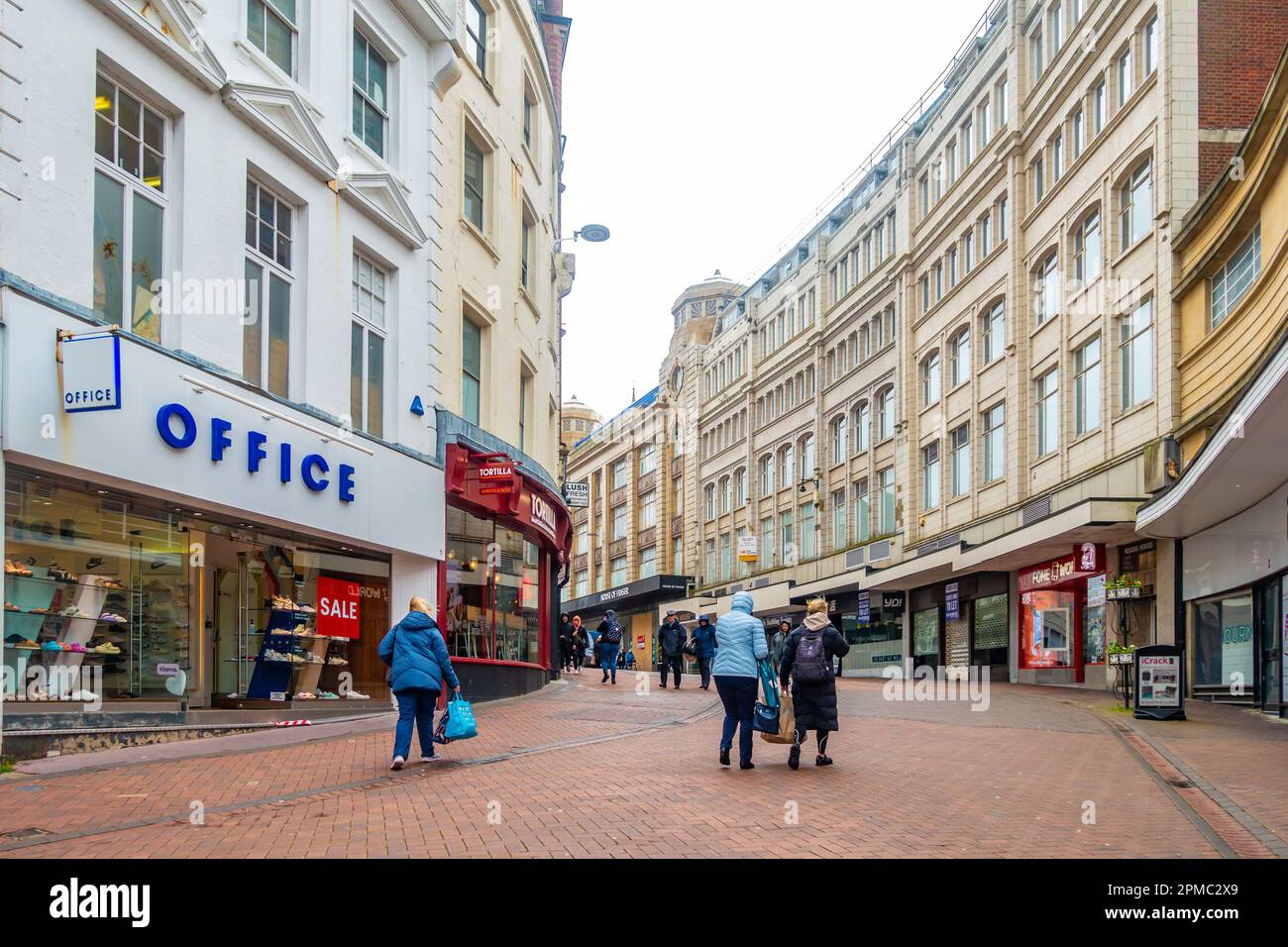 A view along Old Christchurch Street in Bournemouth Town Centre. One of