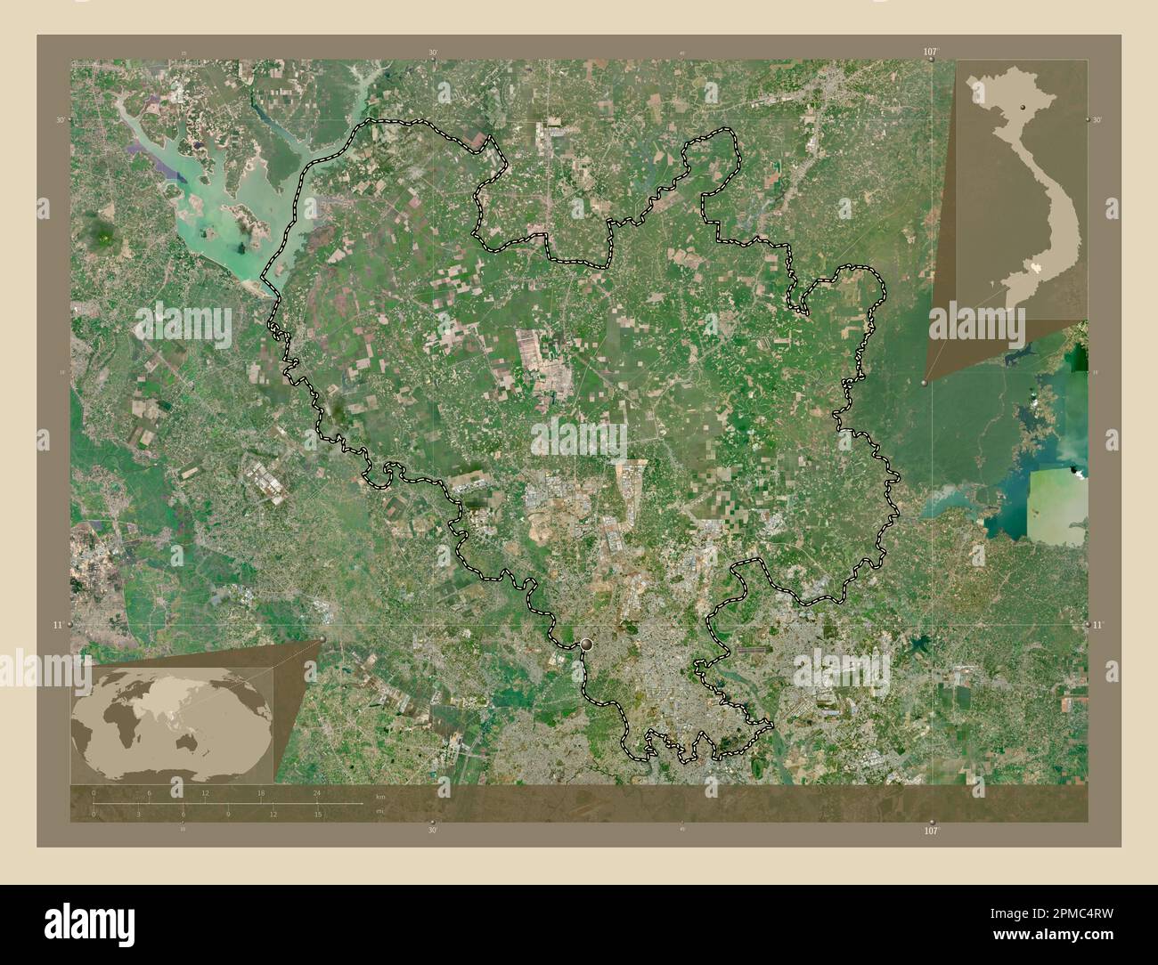 Binh Duong, province of Vietnam. High resolution satellite map ...