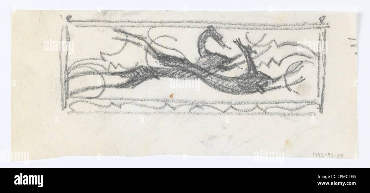 Drawing, Two Hounds at Play; Designed by William Hunt Diederich (American, b. Hungary, 1884–1953); graphite on tracing paper; 8 x 19 cm (3 1/8 x 7 1/2 in.) Stock Photo