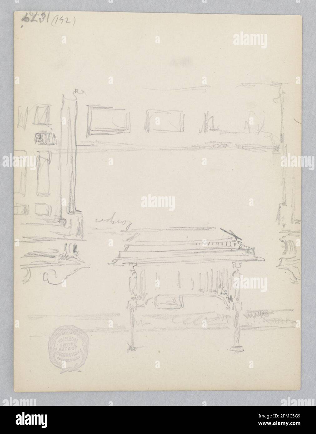 Drawing, Table; Robert Frederick Blum (American, 1857–1903); USA; graphite on wove paper; 14.8 × 11.2 cm (5 13/16 × 4 7/16 in.) Stock Photo