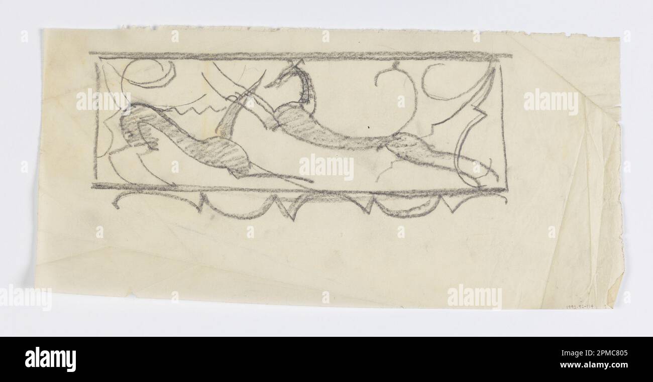 Drawing, Hounds at Play; Designed by William Hunt Diederich (American, b. Hungary, 1884–1953); USA; graphite on tracing paper; 13 x 27 cm (5 1/8 x 10 5/8 in.) Stock Photo