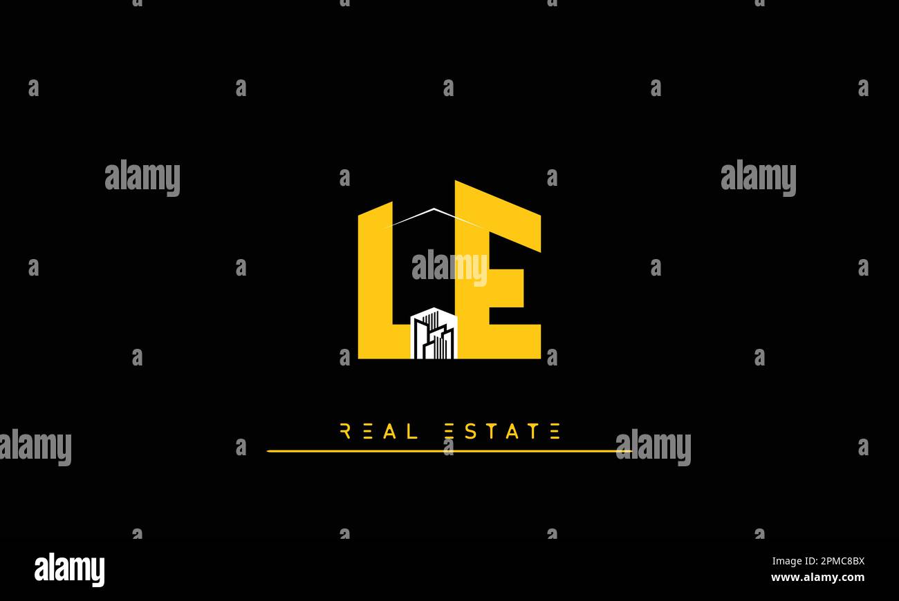 Real Estate letters Initials Monogram logo LE , EL Stock Vector