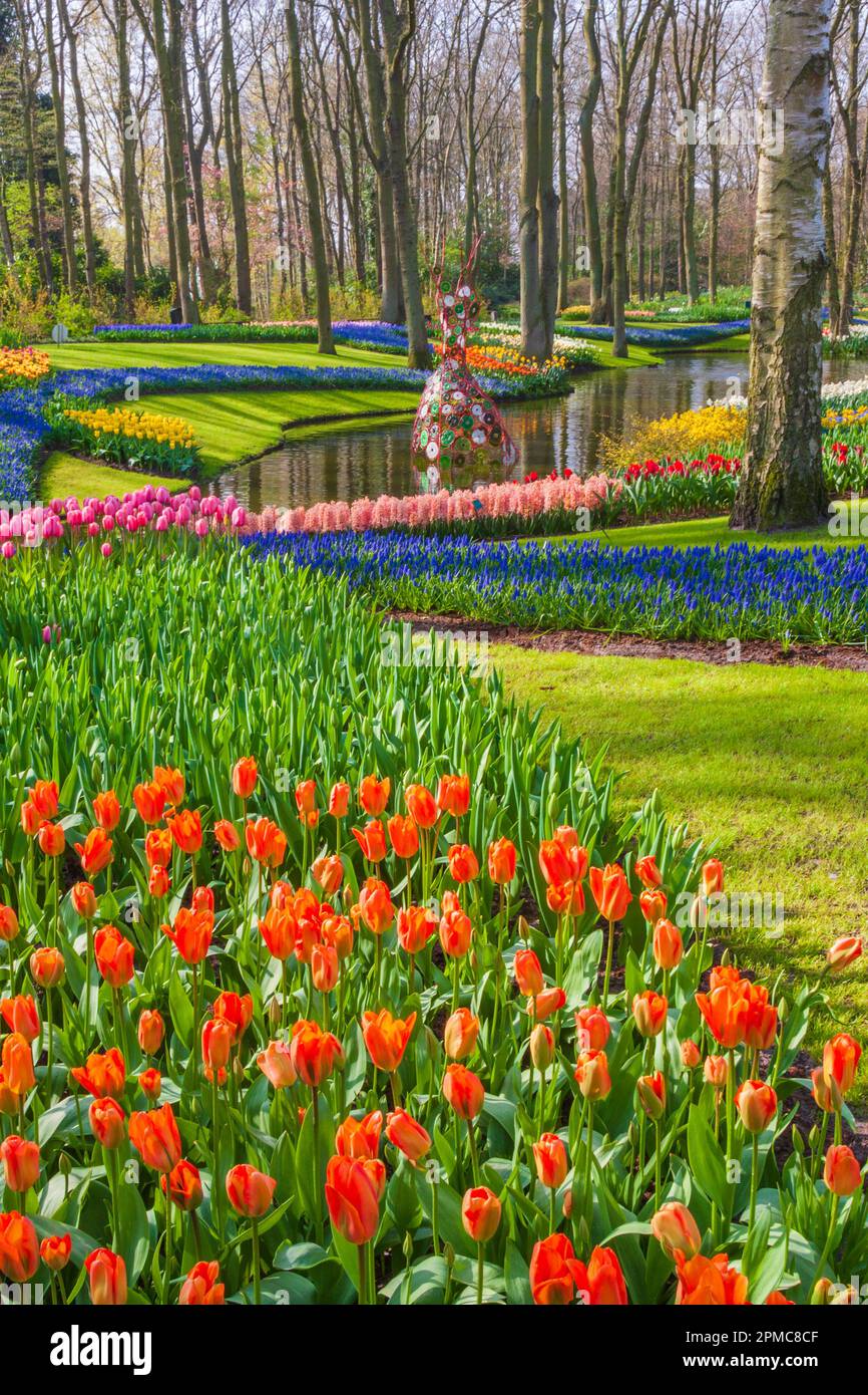 Garden Scene at Keukenhof Gardens in South Holland in The Netherlands