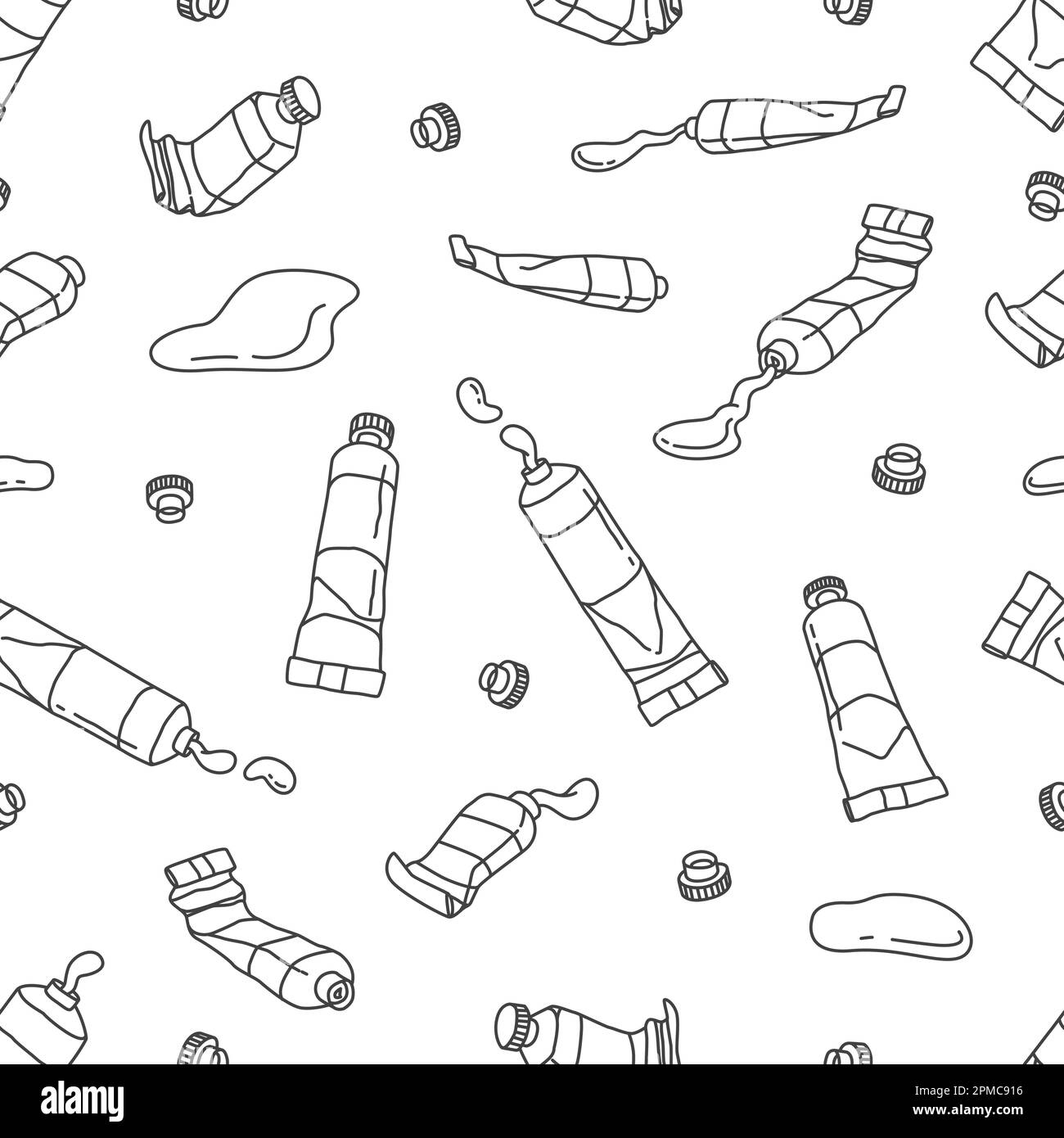 Watercolor tube Seamless Pattern vector acrylic color paint isolated