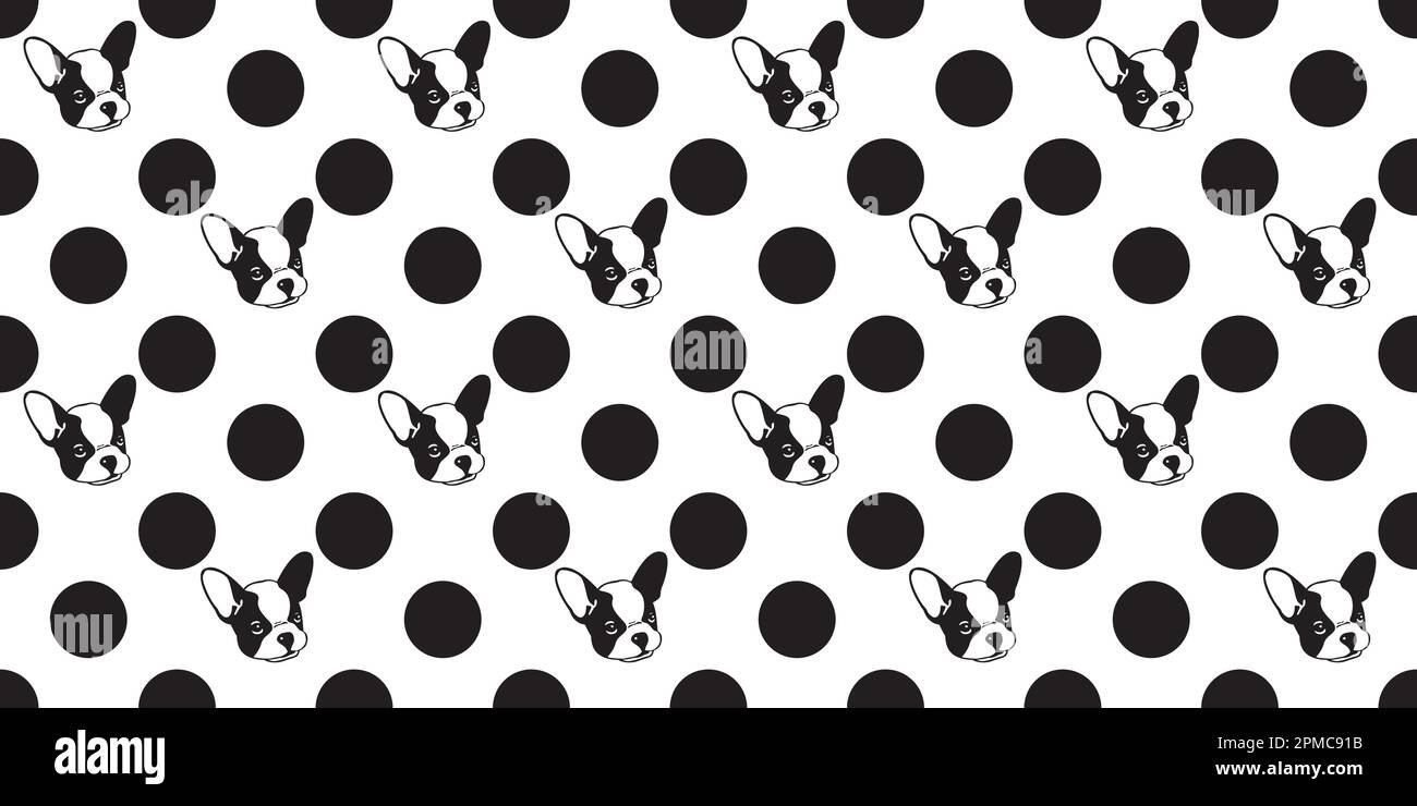 dog seamless french bulldog vector pattern polka dot isolated wallpaper ...