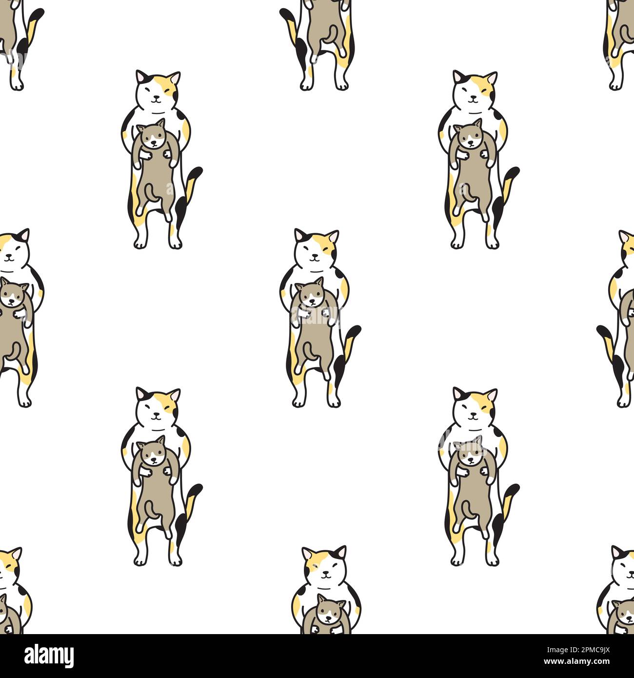 Cat Seamless pattern vector kitten calico Baby Animals wallpaper ...