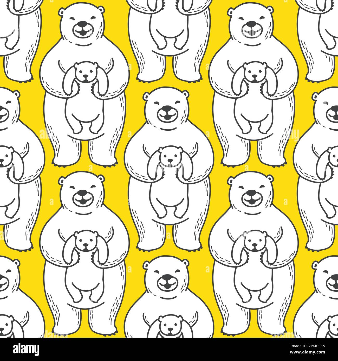 Bear Seamless vector Polar Bear Pattern hug kid child isolated wallpaper tile background Stock Vector