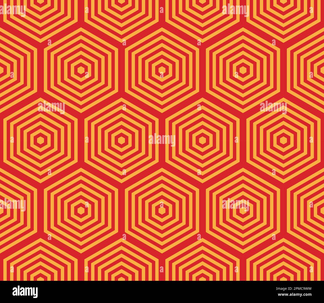 Hexagon Seamless Pattern vector illusion stripe isolated wallpaper background Stock Vector
