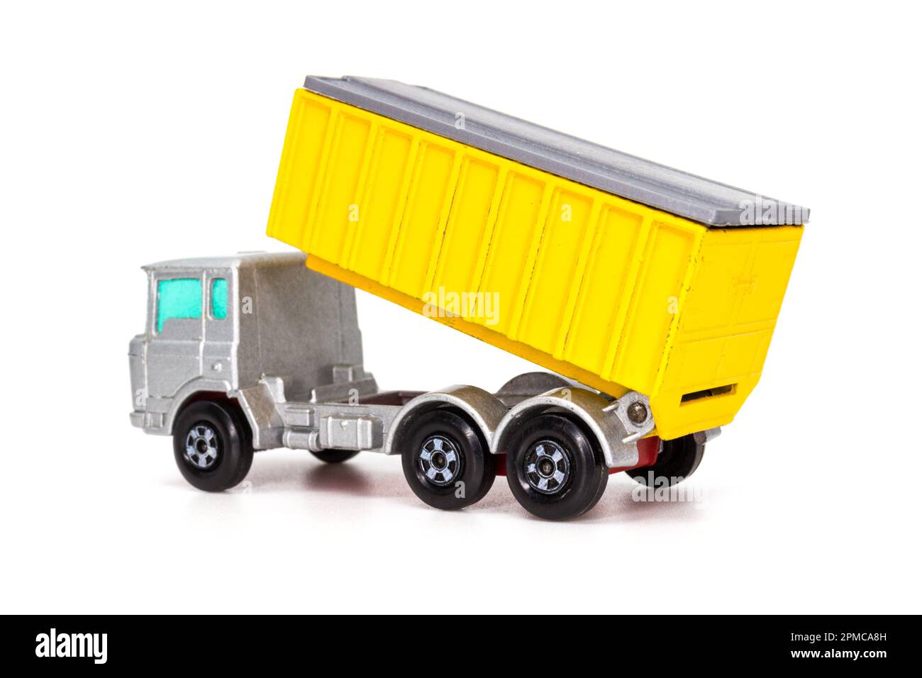 Lesney Products Matchbox model toy car 1-75 series no. 47 DAF Tipper Container Truck with lifted box Stock Photo