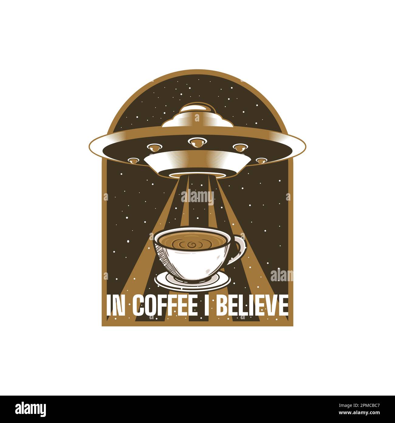 In Coffee I Believe, Coffee Typography Quote Design for T-Shirt, Mug, Poster or Other Merchandise. Stock Vector