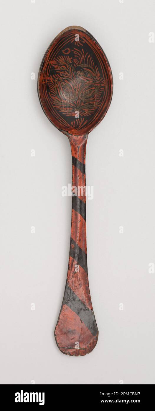 Spoon; wood, carved, painted, gilded; L x W x D: 18.4 x 4.1 x 2 cm (7 1/4 x 1 5/8 x 13/16 in.) Stock Photo