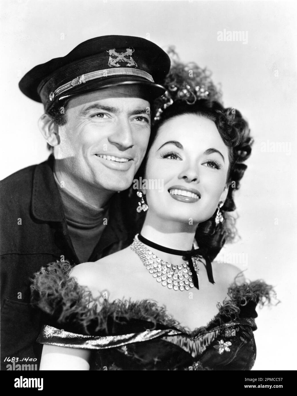GREGORY PECK and ANN BLYTH Portrait in THE WORLD IN HIS ARMS 1952