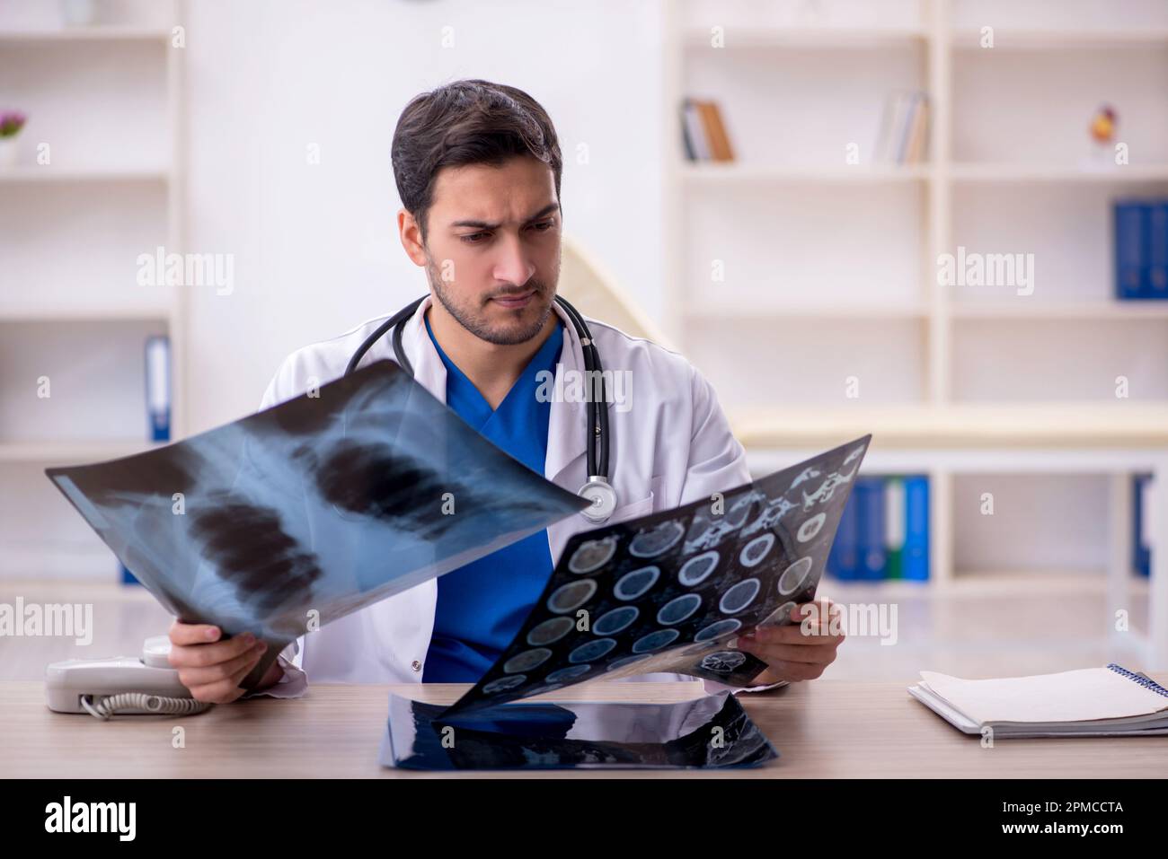 Young Doctor Radiologist Working At The Hospital Stock Photo - Alamy