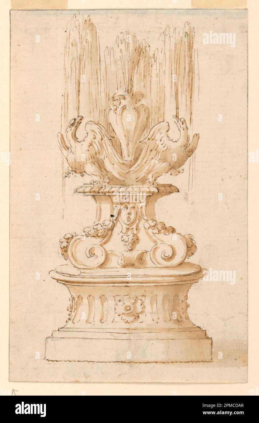 Object ID #18541775; Italy; pen and brown ink, brown wash support: white laid paper; 19.5 x 12.5 cm (7 11/16 x 4 15/16 in.) Mat: 45.7 x 35.6 cm (18 x 14 in.) Stock Photo