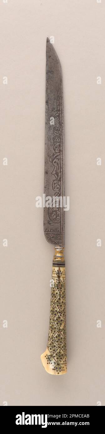 Knife; steel, bone, brass, wood; L x W: 23.4 x 1.8 cm (9 3/16 x 11/16 in.); The Robert L. Metzenberg Collection, gift of Eleanor L. Metzenberg; 1985-103-40 Stock Photo