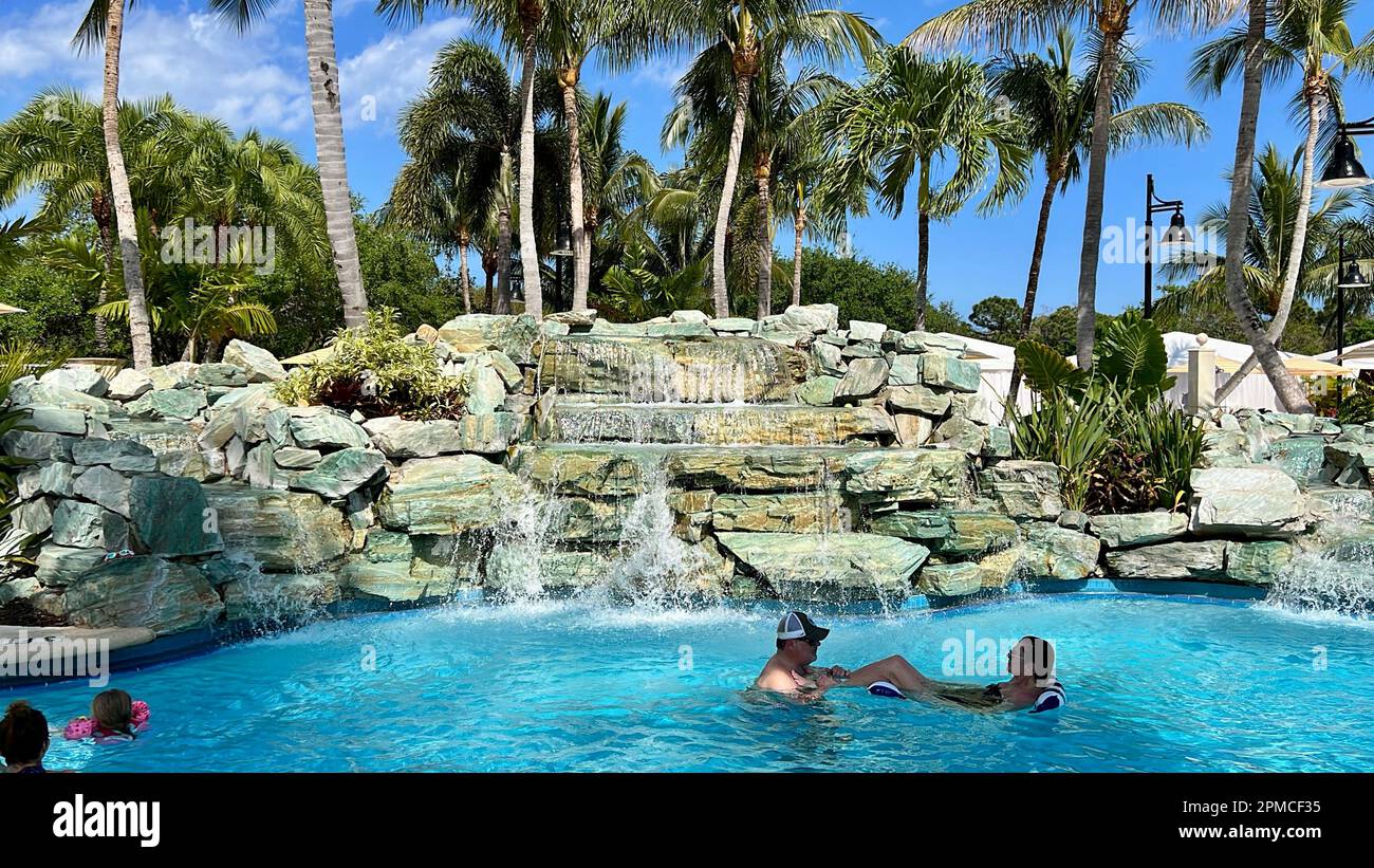 Jupiter, FL USA March 12, 2023 The Swimming pool at Trump National