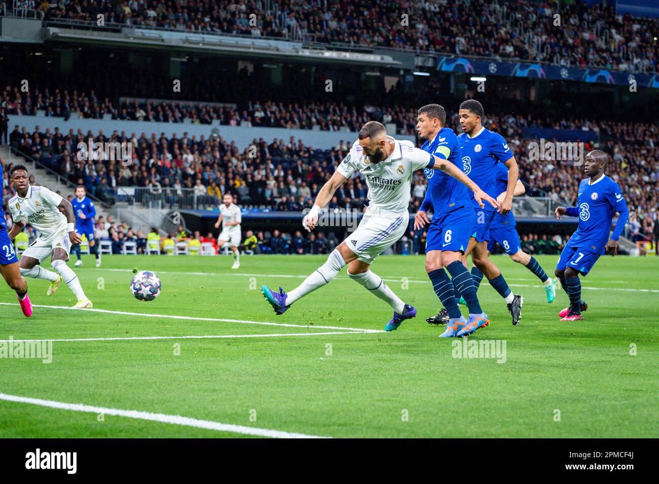 Madrid, Spain. 12th Apr, 2023. Karim Benzema (Real Madrid) scoring