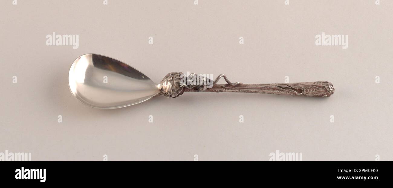 Spoon (France); Manufactured by Charles Victor Gibert (French); silver; L x W x D: 16.2 x 4.3 x 1.9 cm (6 3/8 x 1 11/16 x 3/4 in.) Stock Photo
